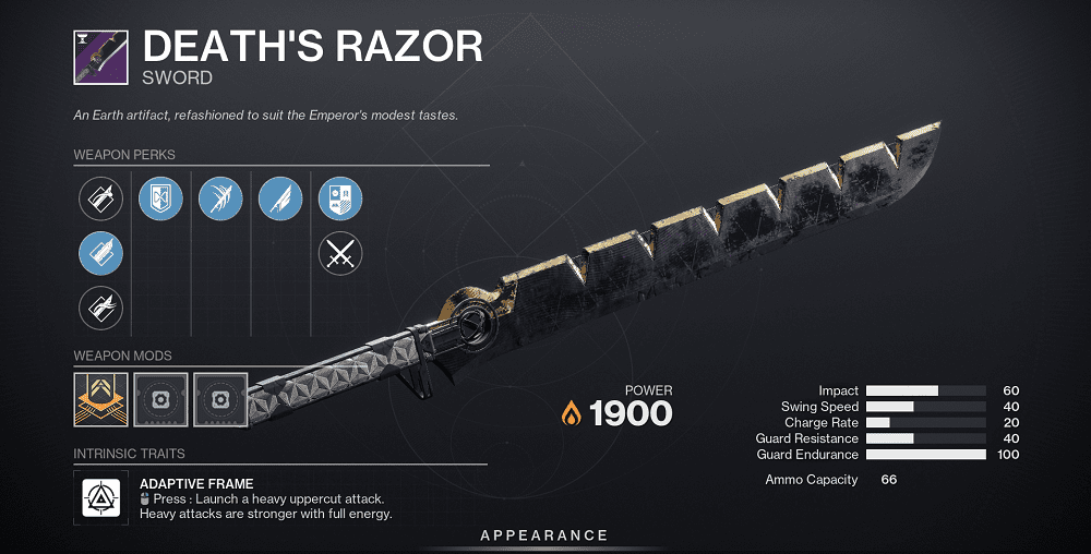 Death's Razor Boost in Destiny 2 (God Roll/Deepsight/Random)