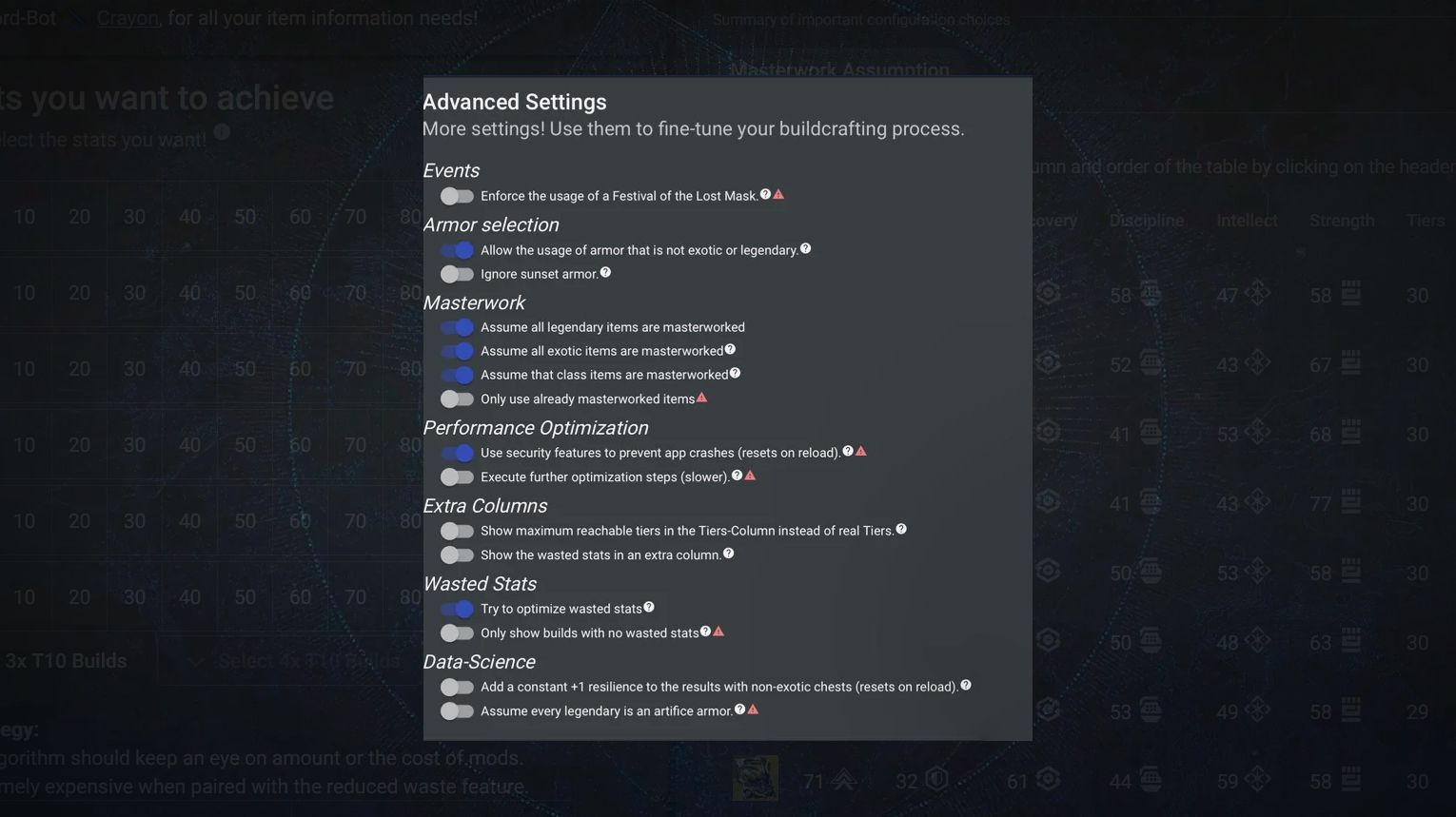 Advanced Settings Overview