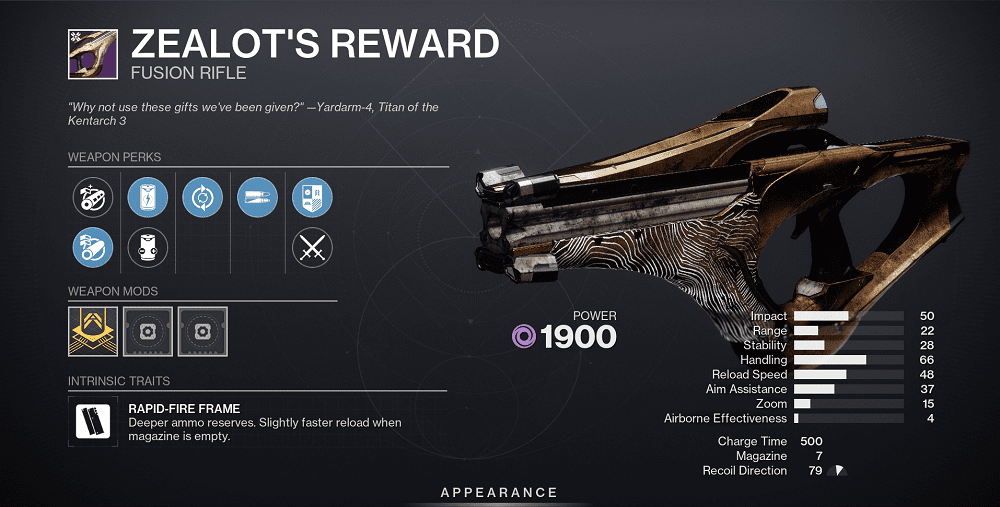 Zealot’s Reward