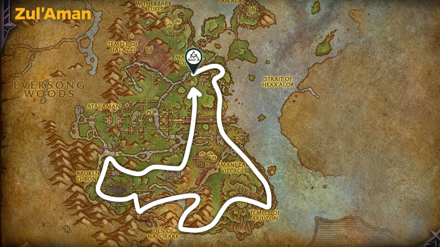 Zul'Aman zone map – rare mobs, treasures, Abundance event, and Tallest Tree in the Forest achievement – WoW Midnight