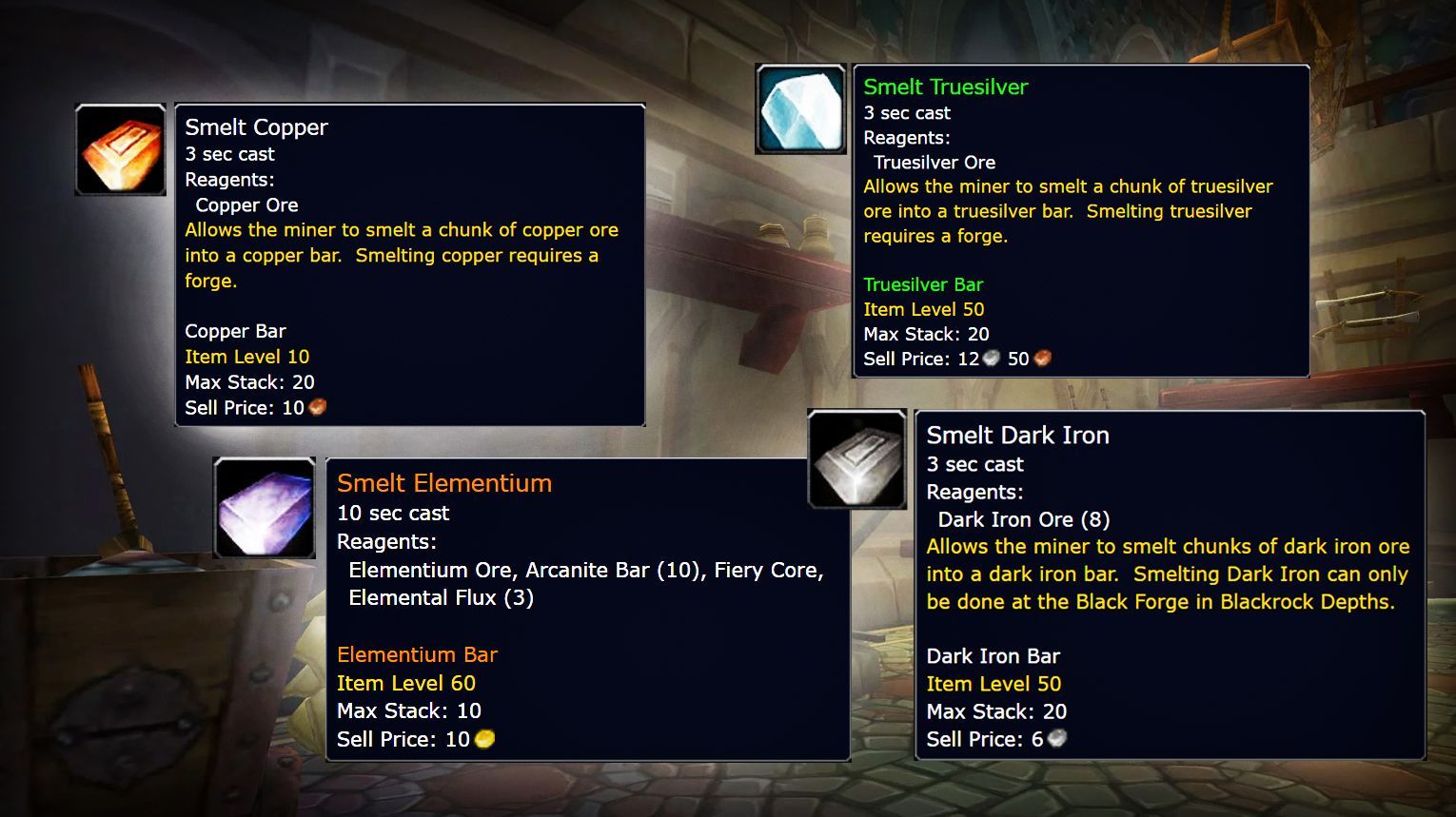 WoW Classic Mining Smelting Overview