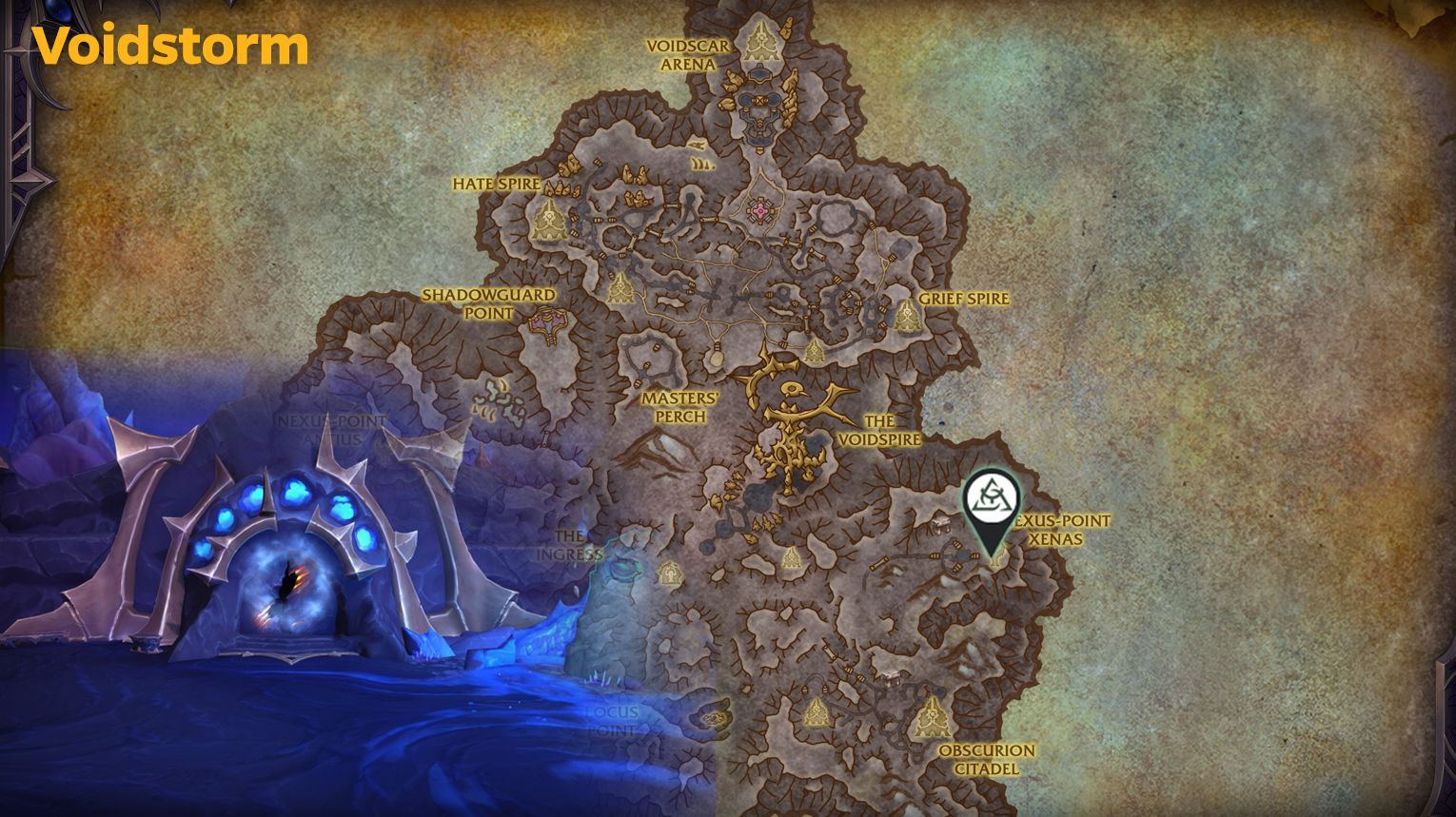 Nexus-Point Xenas dungeon map – Mythic+ layout with three wings and boss locations – WoW Midnight Season 1