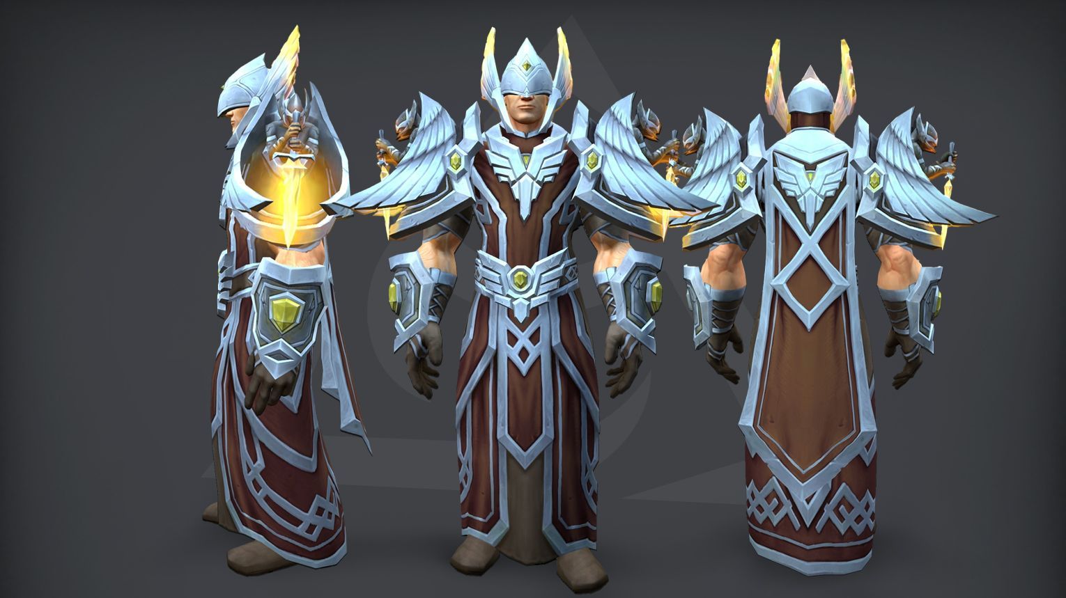 Priest tier set – Blind Oath's Burden (LFR) – muted gold and shadow with minimal glow – WoW Midnight Season 1