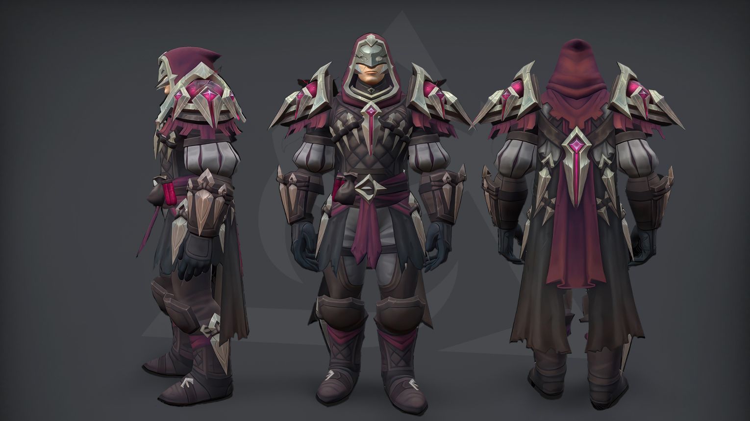 Rogue tier set – Motley of the Grim Jest (LFR) – muted asymmetrical leather with minimal glow – WoW Midnight Season 1