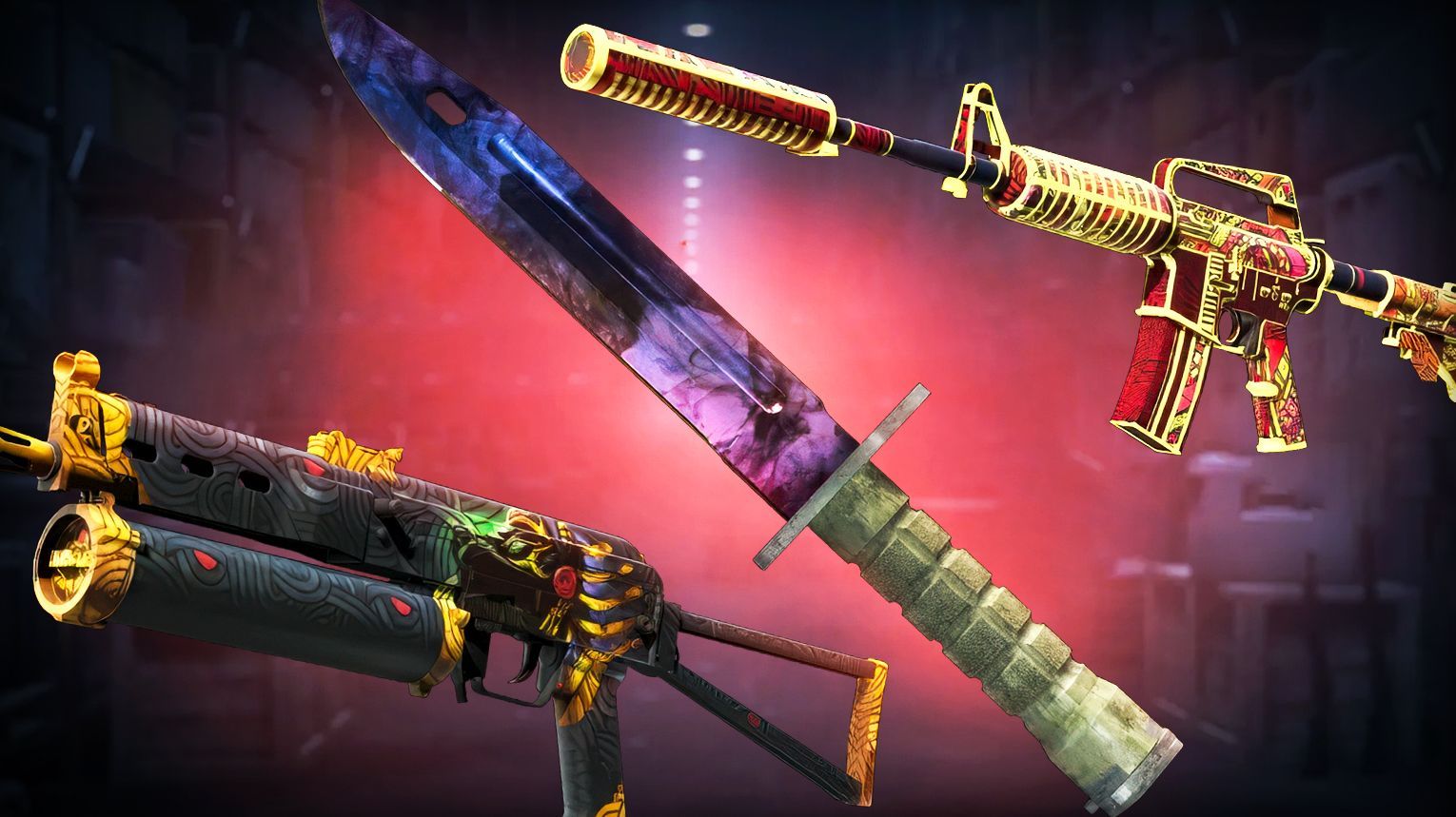 Chroma 3 Case - Covert M4A1-S Chantico's Fire and PP-Bizon Judgement of Anubis - Classified P250 Asiimov - Chroma 3 case skins and knife finishes - Counter-Strike 2