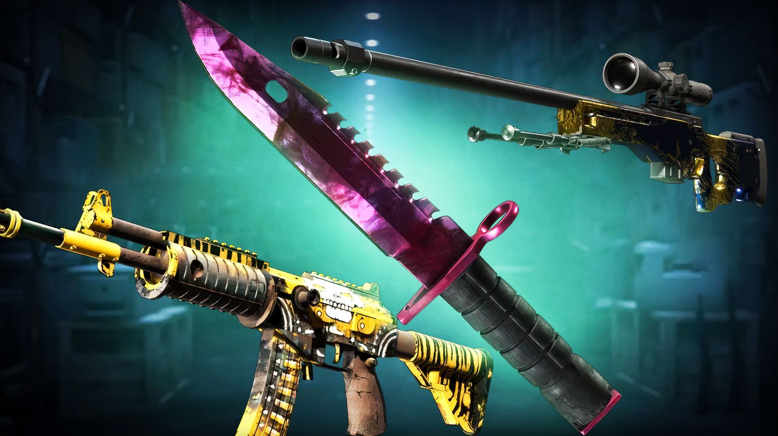 Chroma Case - Covert AWP Man-o-war and Galil AR Chatterbox - Classified AK-47 Cartel, M4A4 Dragon King, P250 Muertos - Chroma knife finishes (Doppler, Marble Fade, Tiger Tooth, Damascus Steel, Rust Coat, Ultraviolet) - OG 5 knives - Counter-Strike 2