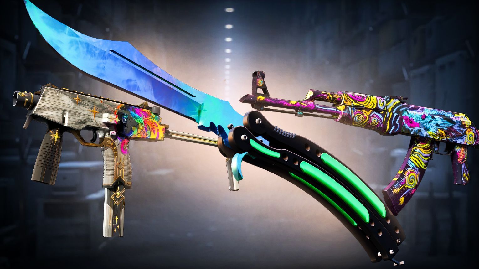 Dreams & Nightmares case skins – Covert AK-47 Nightwish and MP9 Starlight Protector, Classified Dual Berettas Melondrama, FAMAS Rapid Eye Movement, and MP7 Abyssal Apparition – CS2