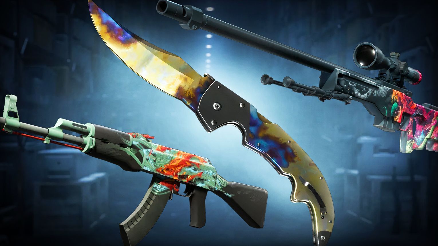 Falchion Case - exclusive Falchion Knife, Covert AK-47 Aquamarine Revenge and AWP Hyper Beast skins - Counter-Strike 2