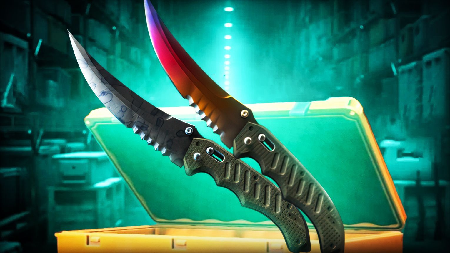 CS2 Flip Knife – folding blade, assisted-open mechanism, classic finishes, Vanilla, Doppler, Fade, Crimson Web, Case Hardened – Counter-Strike 2