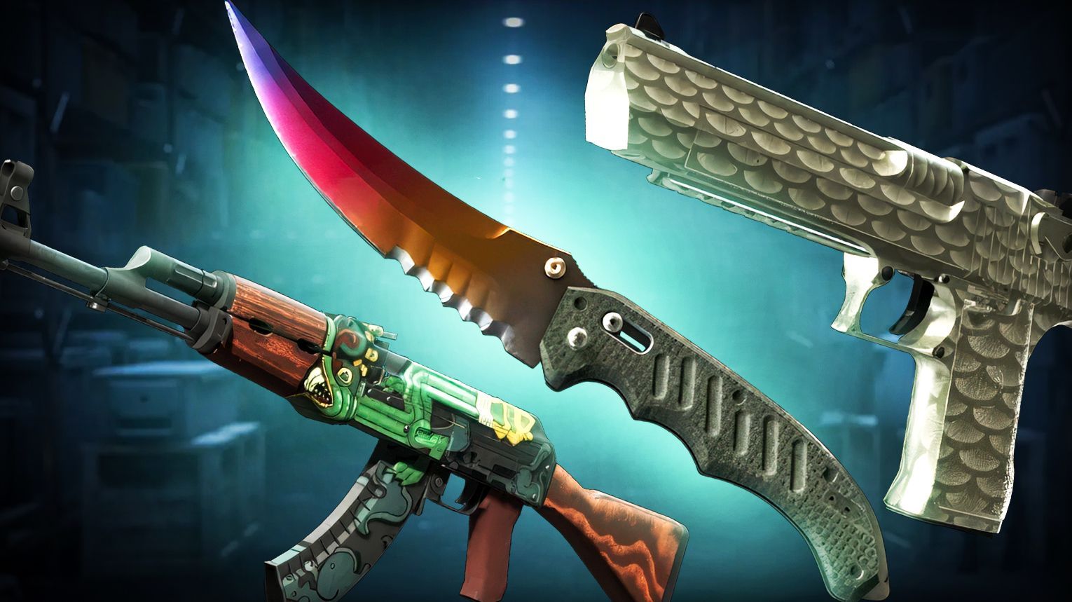 Operation Bravo Case - Covert AK-47 Fire Serpent and Desert Eagle Golden Koi - OG 5 knives Karambit, M9 Bayonet, Bayonet, Flip Knife, Gut Knife in classic finishes - Counter-Strike 2