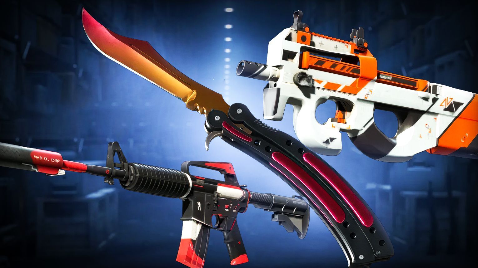 Operation Breakout Case – exclusive Butterfly Knife in classic finishes, Covert P90 Asiimov and M4A1-S Cyrex – CS2