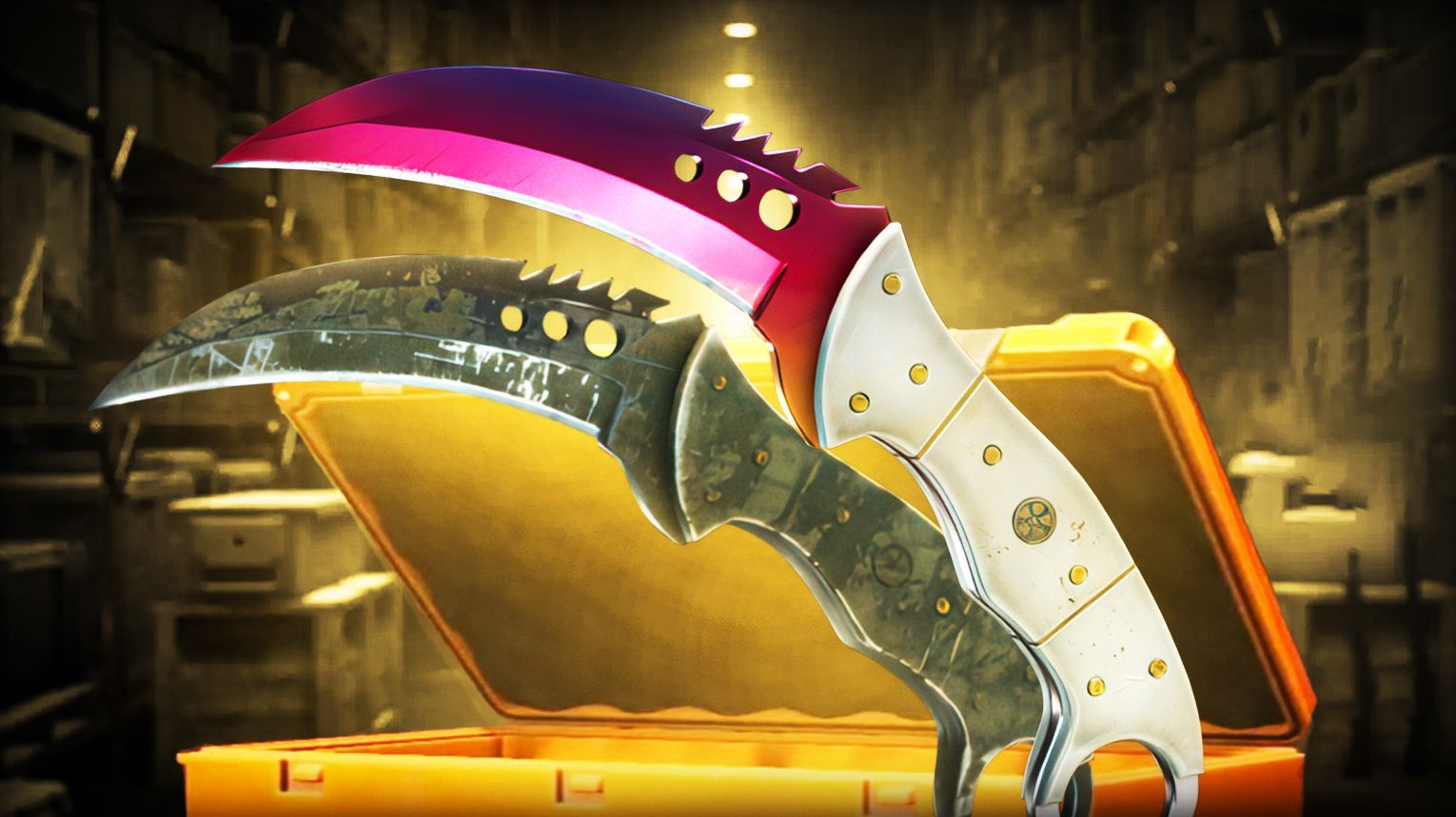 CS2 Talon Knife – karambit-style hooked blade with finger ring, aggressive curve, classic finishes, Vanilla, Fade, Doppler, Crimson Web, Marble Fade, Slaughter – Counter-Strike 2