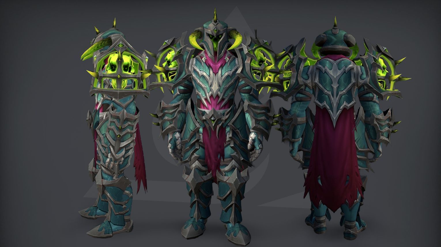 WoW Midnight Season 2 Death Knight tier set guide cover: Blood, Frost, and Unholy 2-piece and 4-piece set bonuses from the Venomous Abyss raid. Serpent-themed armor with poison and troll motifs.