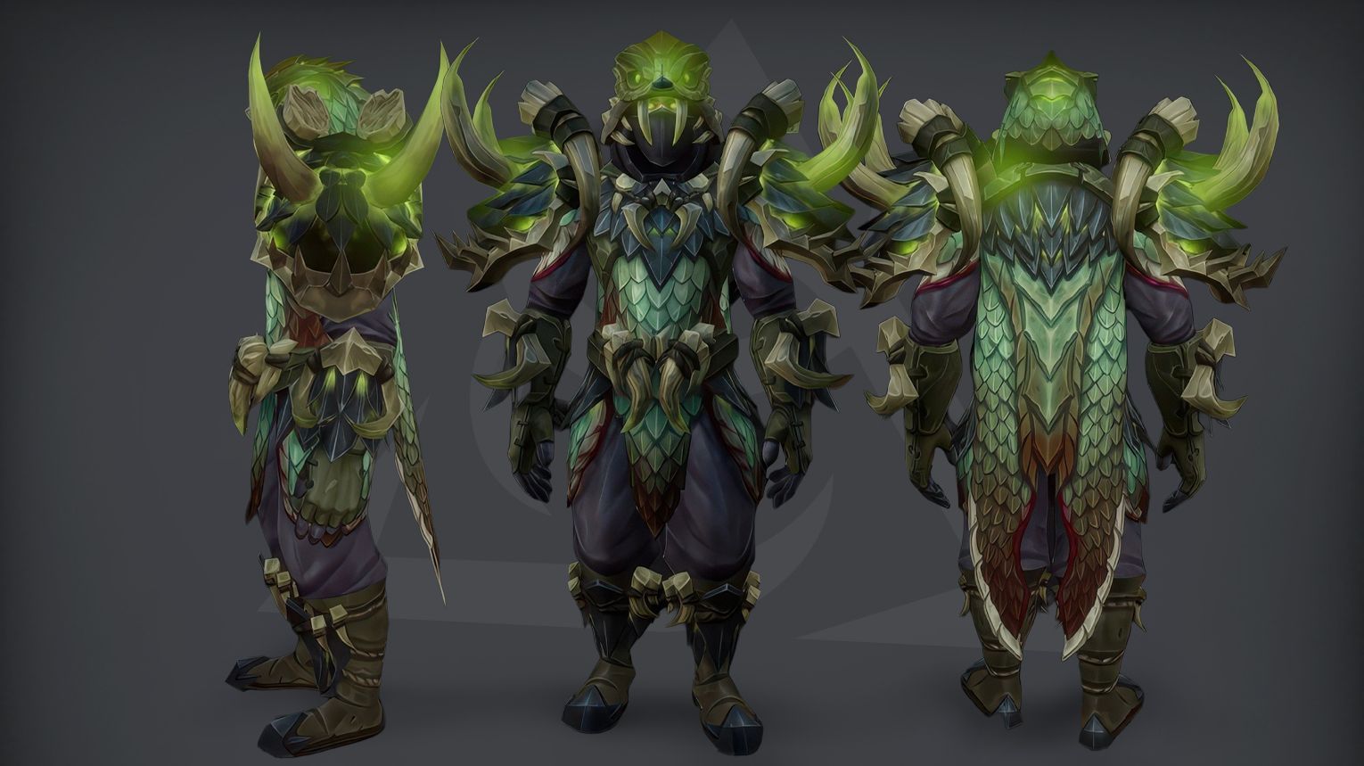 Hunter PvP tier set from Midnight Season 2 — rugged leather and chainmail armor with beast‑bone motifs, eagle‑wing shoulder pads, and a hood with a falconer's visor. The set includes both Elite (1800 rating) and Gladiator (50 wins at 2300 rating in 3v3) variants. Background features a moonlit forest clearing with arrows embedded in ancient trees and a spectral eagle soaring overhead.