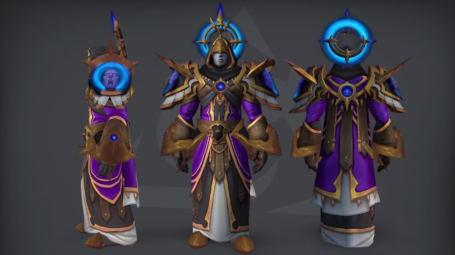 WoW Midnight Season 2 Priest tier set guide cover: Holy, Discipline, and Shadow 2-piece and 4-piece set bonuses from the Venomous Abyss raid. Cosmic Penitent's Raiment armor with serpent and cosmic troll motifs.