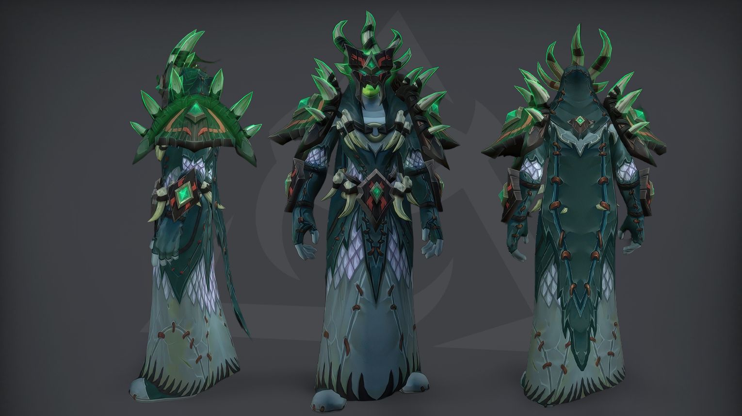 Shaman PvP tier set from Midnight Season 2 — mail armor with jagged wolf motifs, smoldering volcanic cracks, and elemental storm-charged accents. Shoulder plates are forged like wolf heads with glowing ember eyes. The set is available in Elite (1800 rating) and Gladiator (50 wins at 2300 rating in 3v3) variants. Background features a moonlit arena with thunderous storm clouds and crackling lightning.