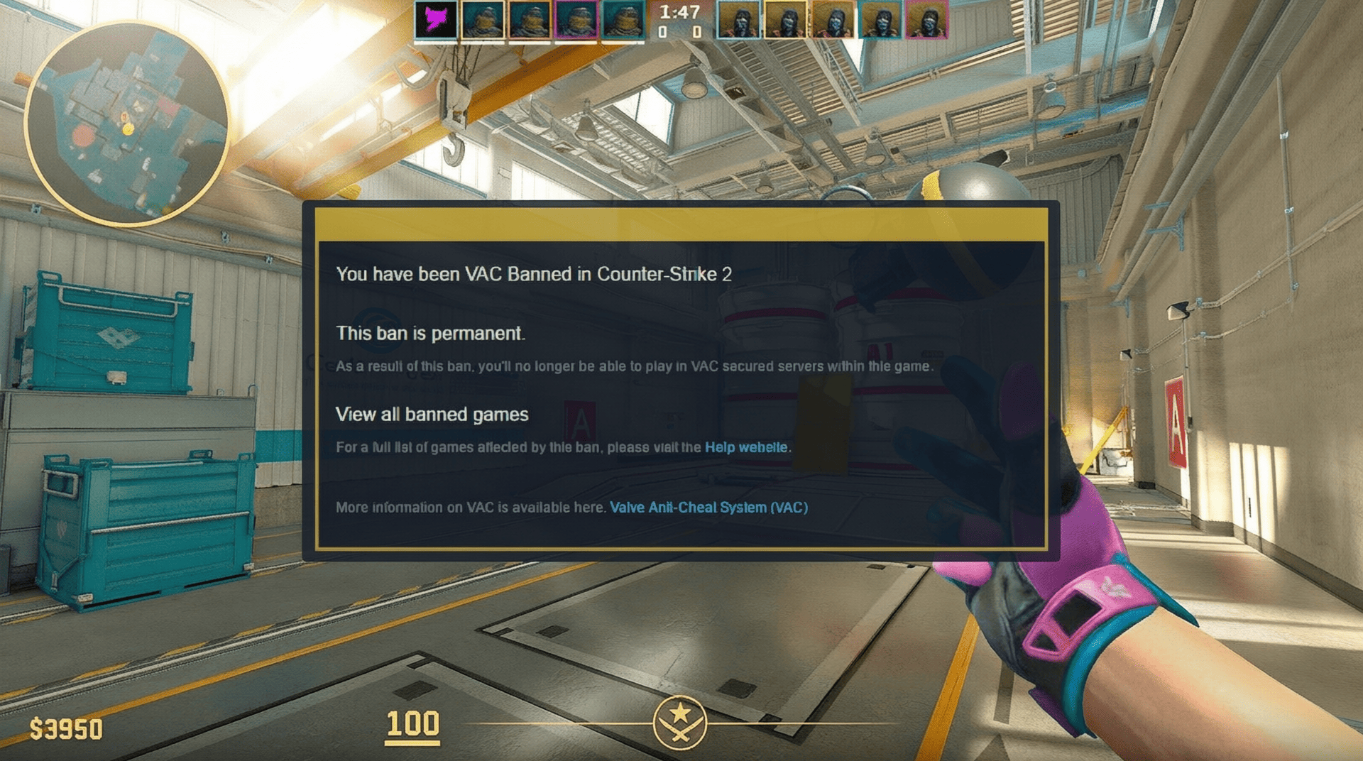 CS2 Trust Factor warning screen